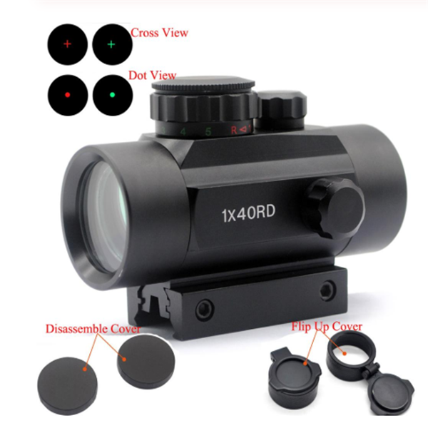 1x40 Red Dot Scope Sight Rifle Scope Green Red Dot Collimator Dot with 11mm/20mm Rail Mount Airsoft Air Hunting