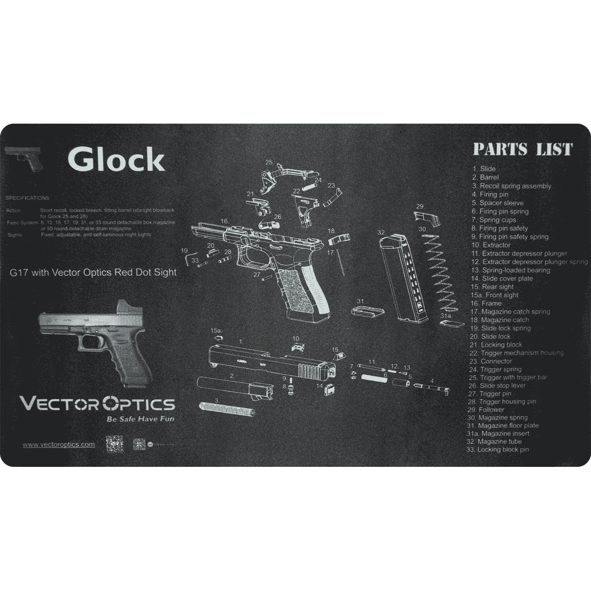 Gun Cleaning Bench Mat- Glock / 1911